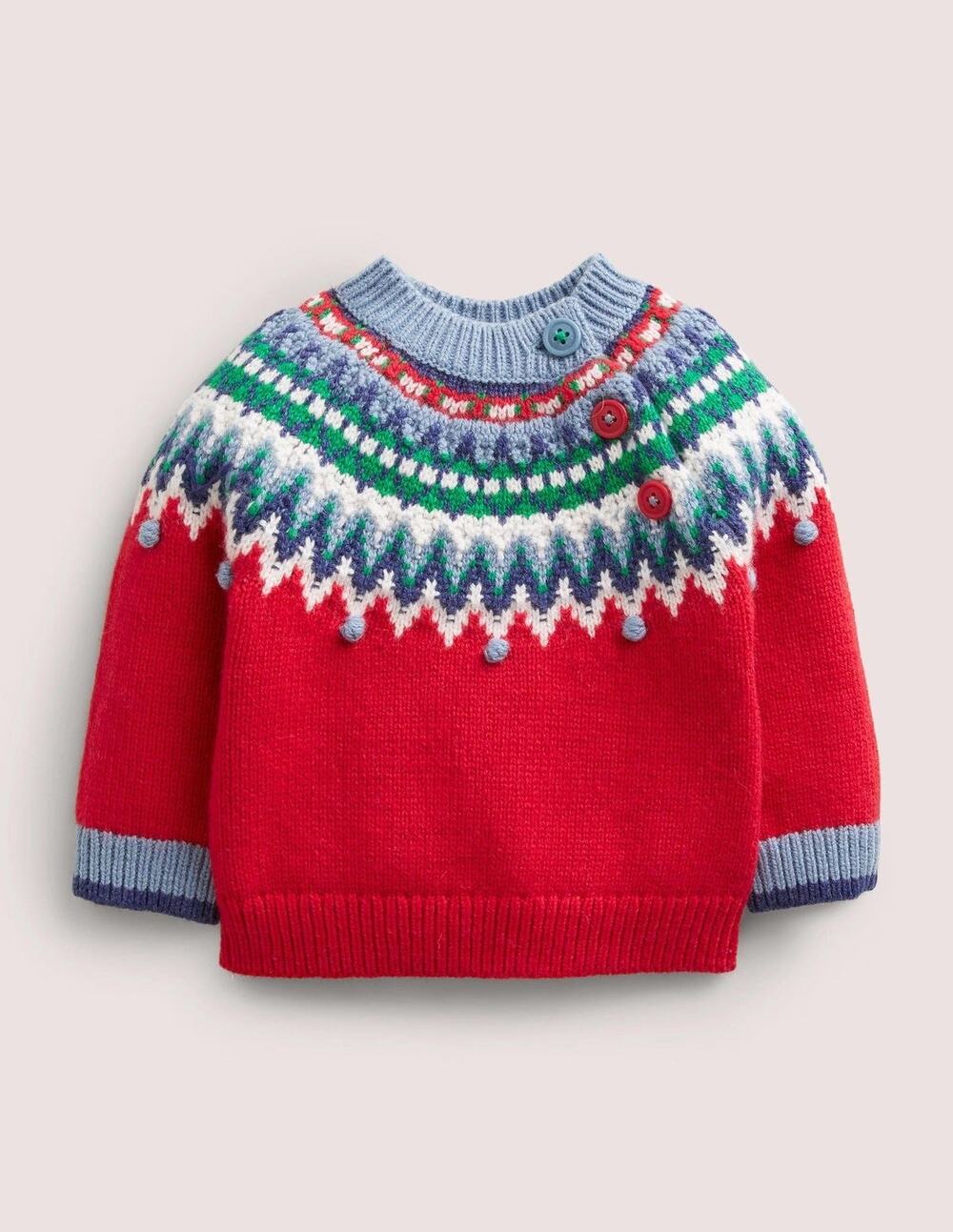Baby Boden 'Rockabilly Red' Fun Fairisle Yoke Sweater NWT